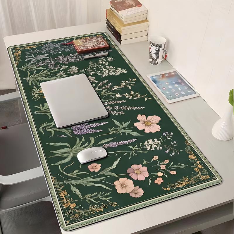 Floral Pattern Mouse Pad, Rectangle Gaming Mouse Pad, Non-Slip Rubber Base Mousepad, Office Desk Keyboard Mouse Mat for Home Office Game Room Desk, Office Girly Desk Accessories