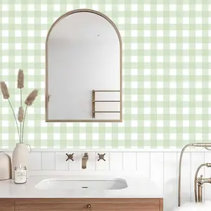 Gingham Check Peel and Stick Wallpaper, Removable Self-Adhesive, Washable & Durable, Ideal for Living Room, Bedroom, Apartment Decor