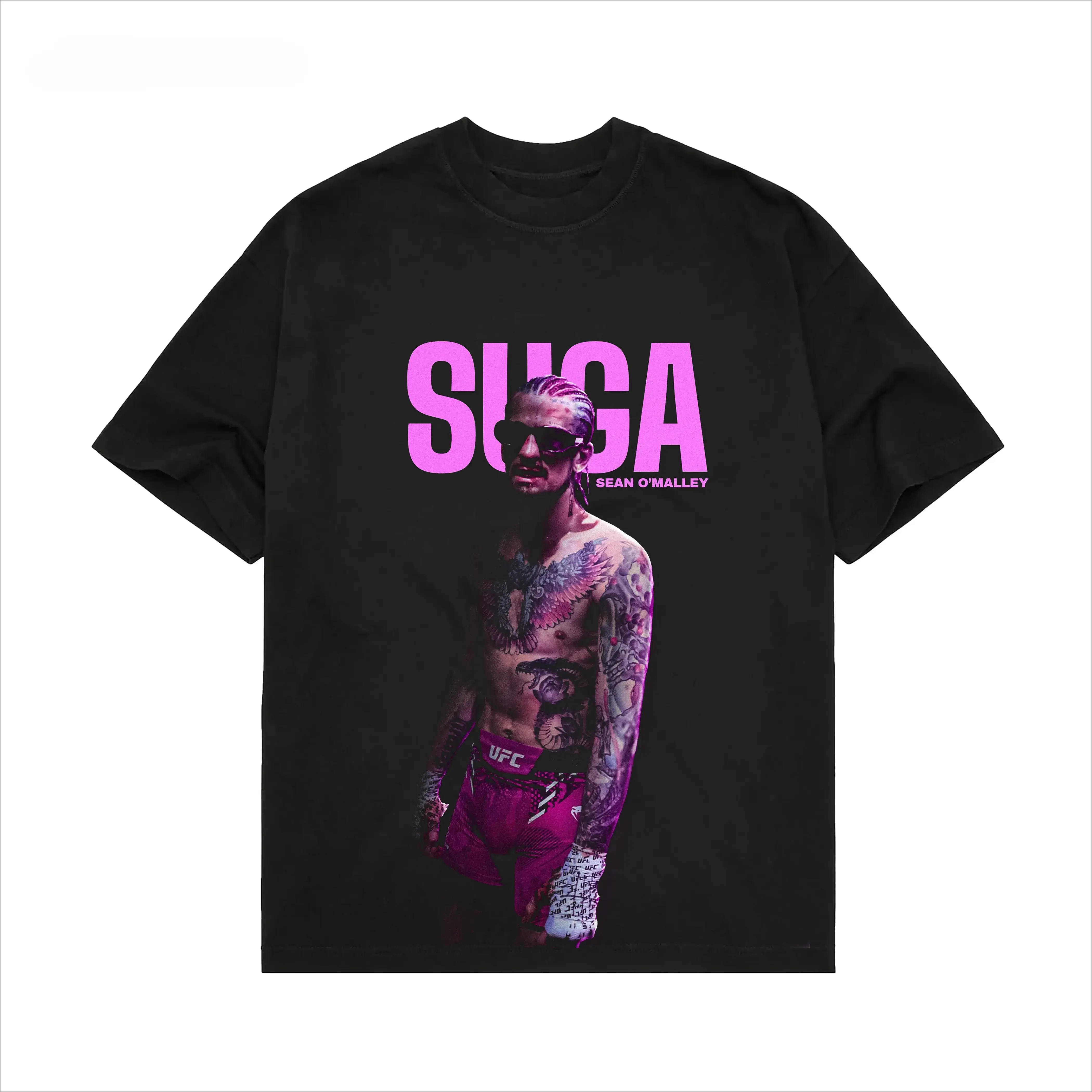 Unisex Sizing Sean O'Malley UFC Short-Sleeve Round Neck Athletic Top - Sugar Sean Vintage MMA Faded Graphic, Ultra Cotton, Silky, Comfy, Sporty Chic, Breathable, Casual Gym Apparel Gift for Fighters, XXL Option