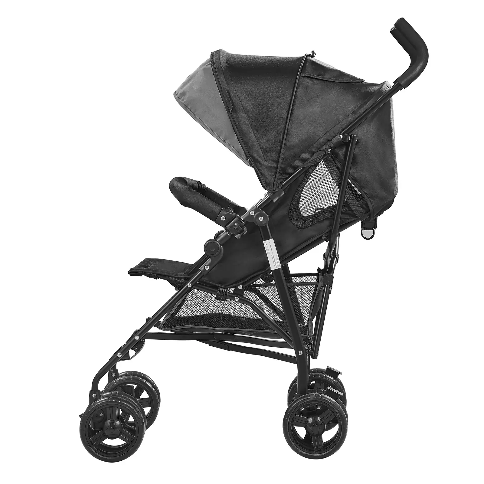 Lightweight Stroller, Compact Easy Fold Multiposition Recline Canopy Backrest, Carbon Steel Q235A + 300D Oxford Fabric Construction, Safe and Reliable, Three-Fold Canopy