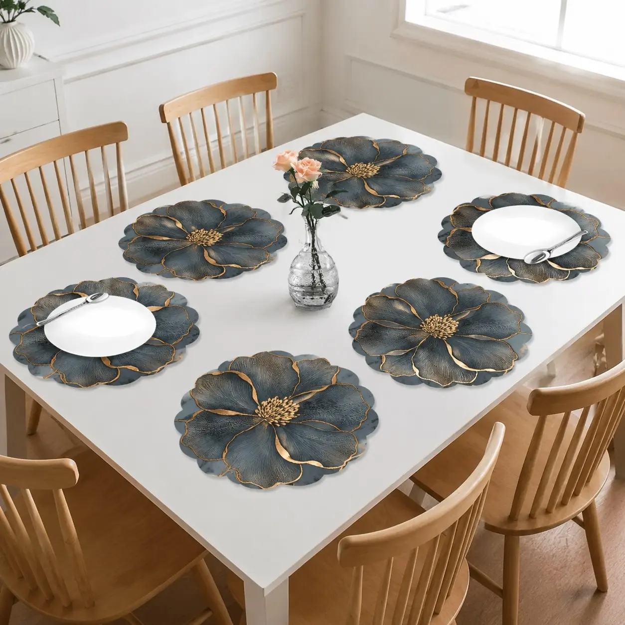 6pcs Elegant Floral Place Mats, Table Placemats, Accents, Decorative Table Linens, Perfect for Home, Weddings, Holidays, Special Events