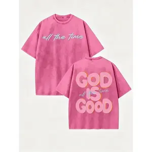 Men's & Women's Oversized 230gsm Heavyweight Washed T-Shirt GOD IS GOOD Double-Sided Graphic Print Retro Vintage Streetwear Loose Fit Round Neck Short Sleeve 100% Cotton Menswear Gradient t shirts women vintage graphic tees oversized tshirt women Stylish,