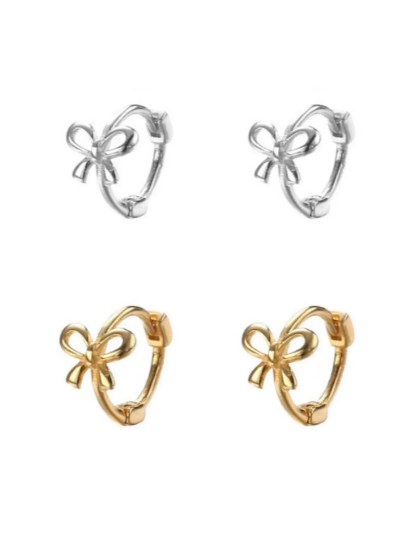 2 Pairs Silver Color Bowknot Earrings, Cute Chic Studs, Daily Wear Party Gift, Perfect for Holidays & Special Occasions