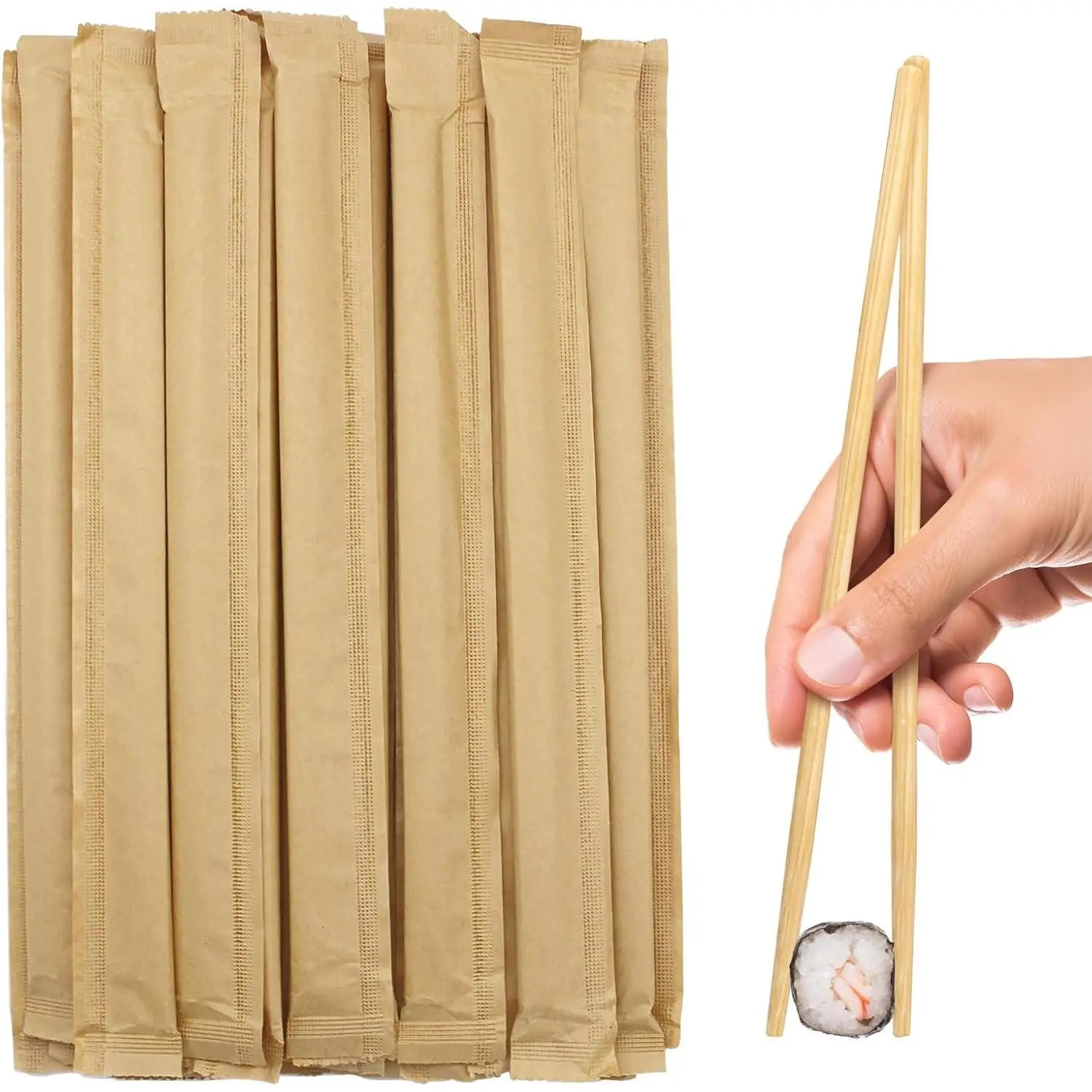 Disposable  Chopsticks (Approx.100 sets), Chopsticks,9.25'' Long Chopsticks Disposable,Individually Full  Paper Wrapped Chinese Chopsticks