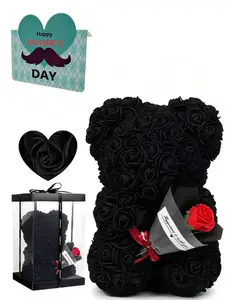 Father's Day Gift Box with Rose Bear, Blessing Card for Dad and Elders, Perfect Present for Father's Day, Heartfelt Gesture for Loved Ones