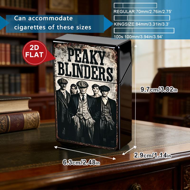 Peaky Blinders Plastic Cigarette Case & Metal Lighter Shell Set, Shelby Family Retro Print, Gothic Crime Drama Gift for Men