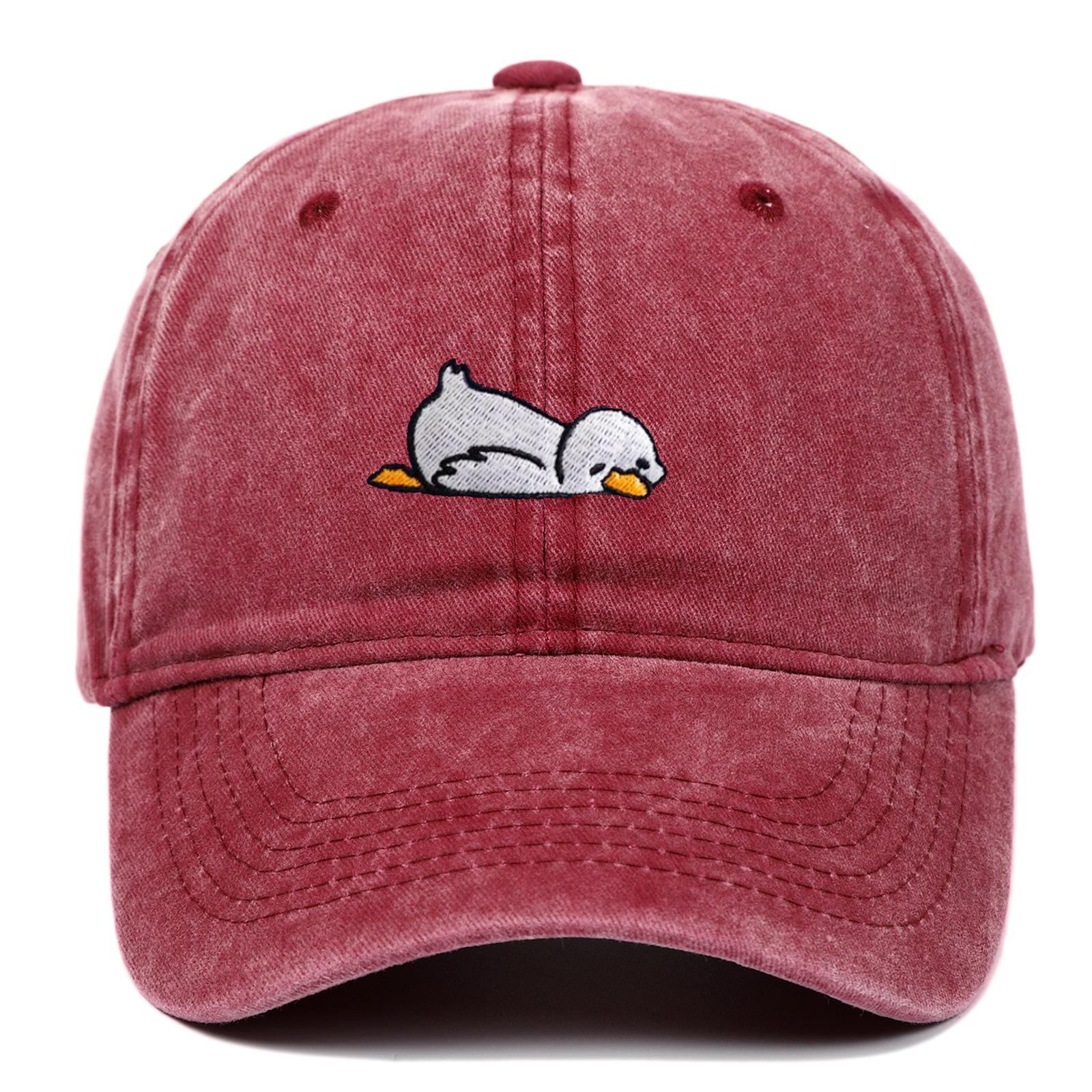Cartoon Duck Washed Denim Baseball Cap for Women, Spring and Summer, Face-Slimming, Wide Brim, Deep Crown, Versatile Duckbill Cap
