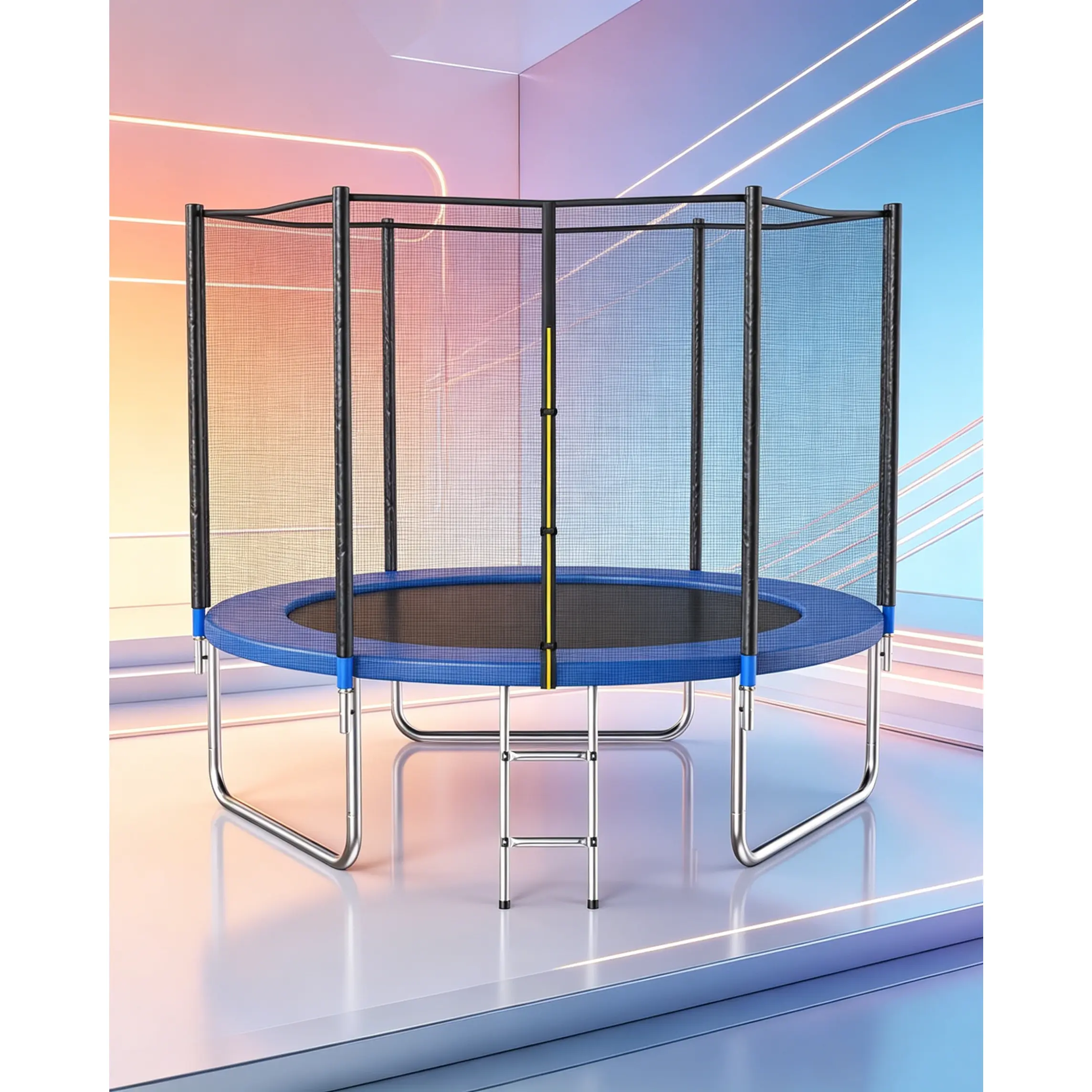 8-15FT Trampoline with Safety Net Basketball Hoop Heavy Duty Jumping Mat Spring Padding Storage Bag Ladder for Kids Adults Outdoor
