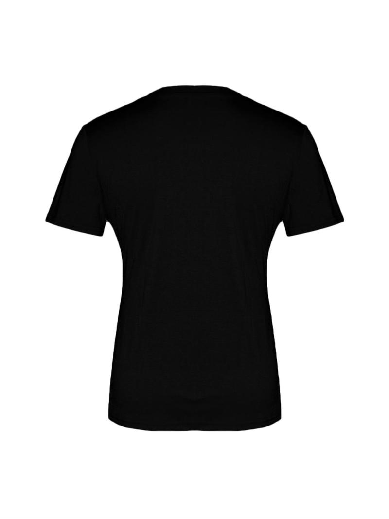 Women's Letter & Camo Print Round Neck Tee, Trendy Casual Graphic Short Sleeve T-Shirt for Daily Wear, Ladies Summer Outfit