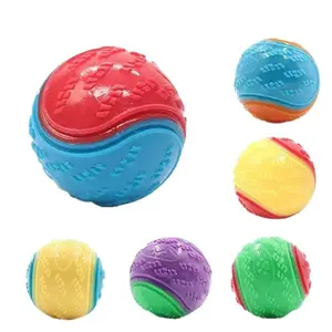4 Squeaky Dog Balls, Interactive Training Ball, Durable Chew Toy for Teeth Cleaning, Non-Toxic Rubber Puppy Chewing Toy, Suitable for Teething Puppies and Heavy Chewers