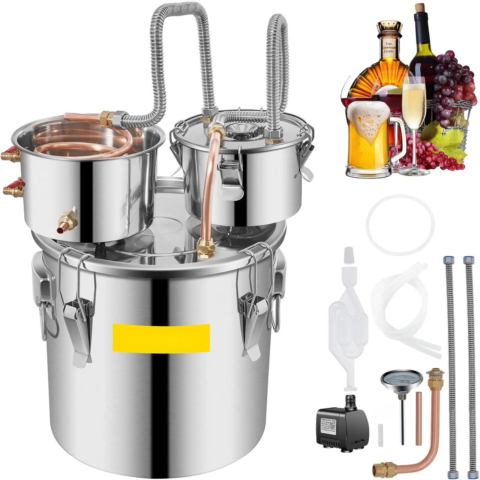 8 Gallon Moonshine Still For Home Use, Stainless Steel Distillation System For Water, Wine, And Alcohol, Double Keg Design, Durable Home Brewery Equipment, Easy Setup, Safety Features, Ideal For Beginners And Hobbyists