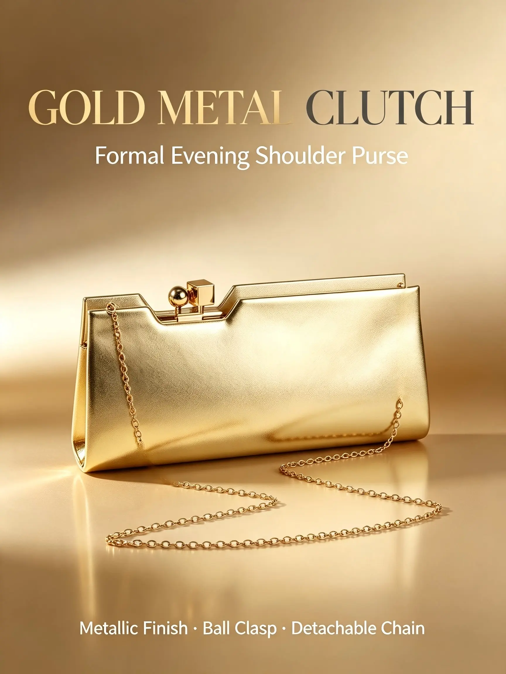 Shiny Women's Evening Clutch Bag, Detachable Chain Crossbody Bag, Metal Lock Buckle, Perfect for Weddings, Parties, Dance Events