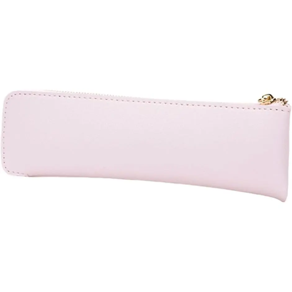 Faux Leather Pencil Case Slim Pencil Pouch Durable Zipper Stationery Bag Small Travel Use(/FL)