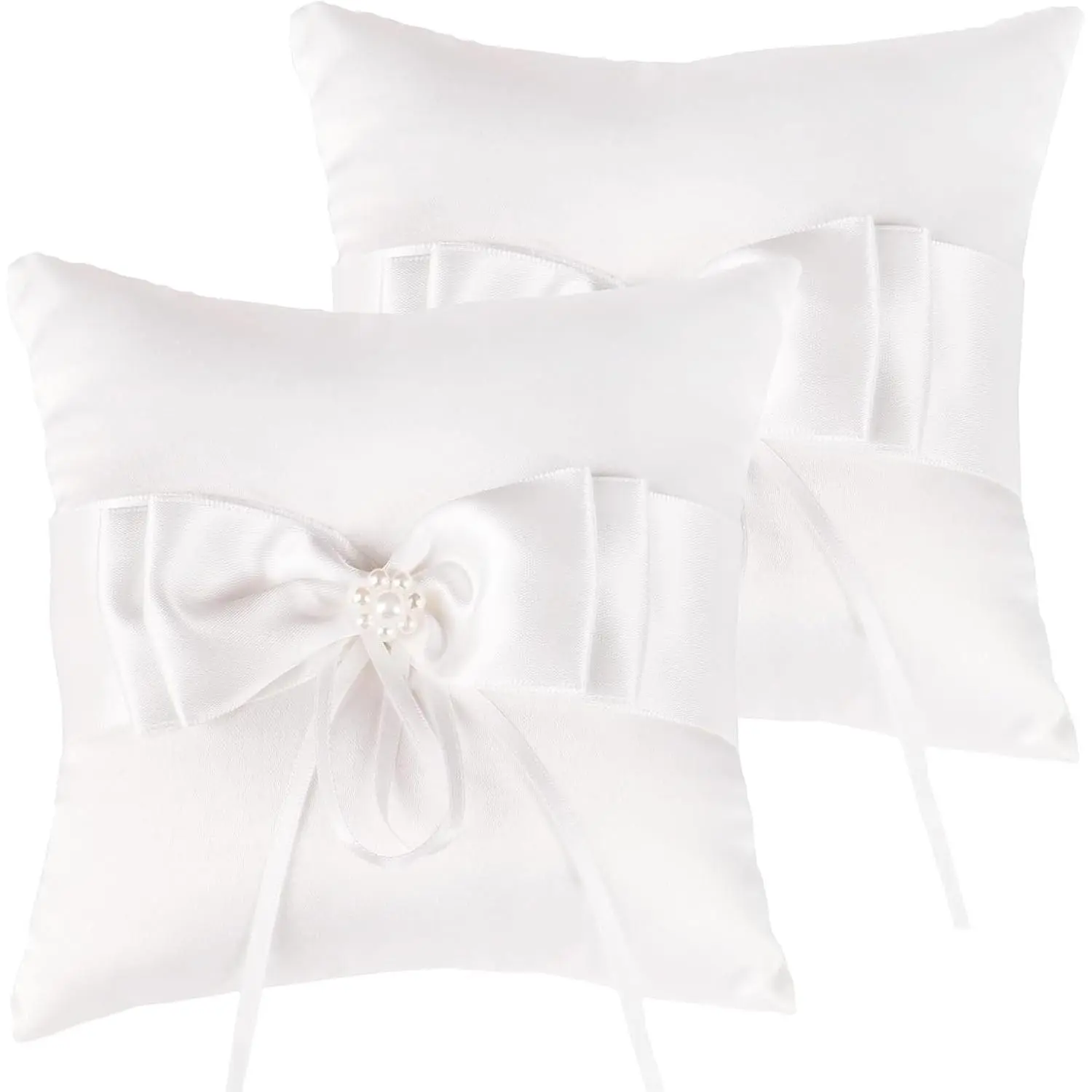 2 Pack Ring Pillow,Pearls Ring Cushion, Ring Bearer, Ring Holder for Beach Wedding, Wedding Ceremony, Proposal
