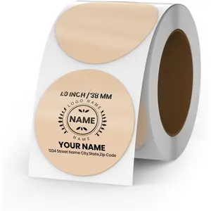Khaki Circle Thermal Labels Vinyl 1.5 Inch Self-Adhesive Round Stickers Roll  Printer  Name Tag for QR Code DIY Office Address 500 count