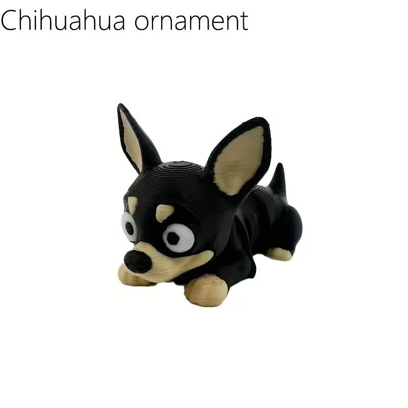 3D Printed Cute Dog Figurine Mini Desktop Ornament Pet Dog Model Decor Gift