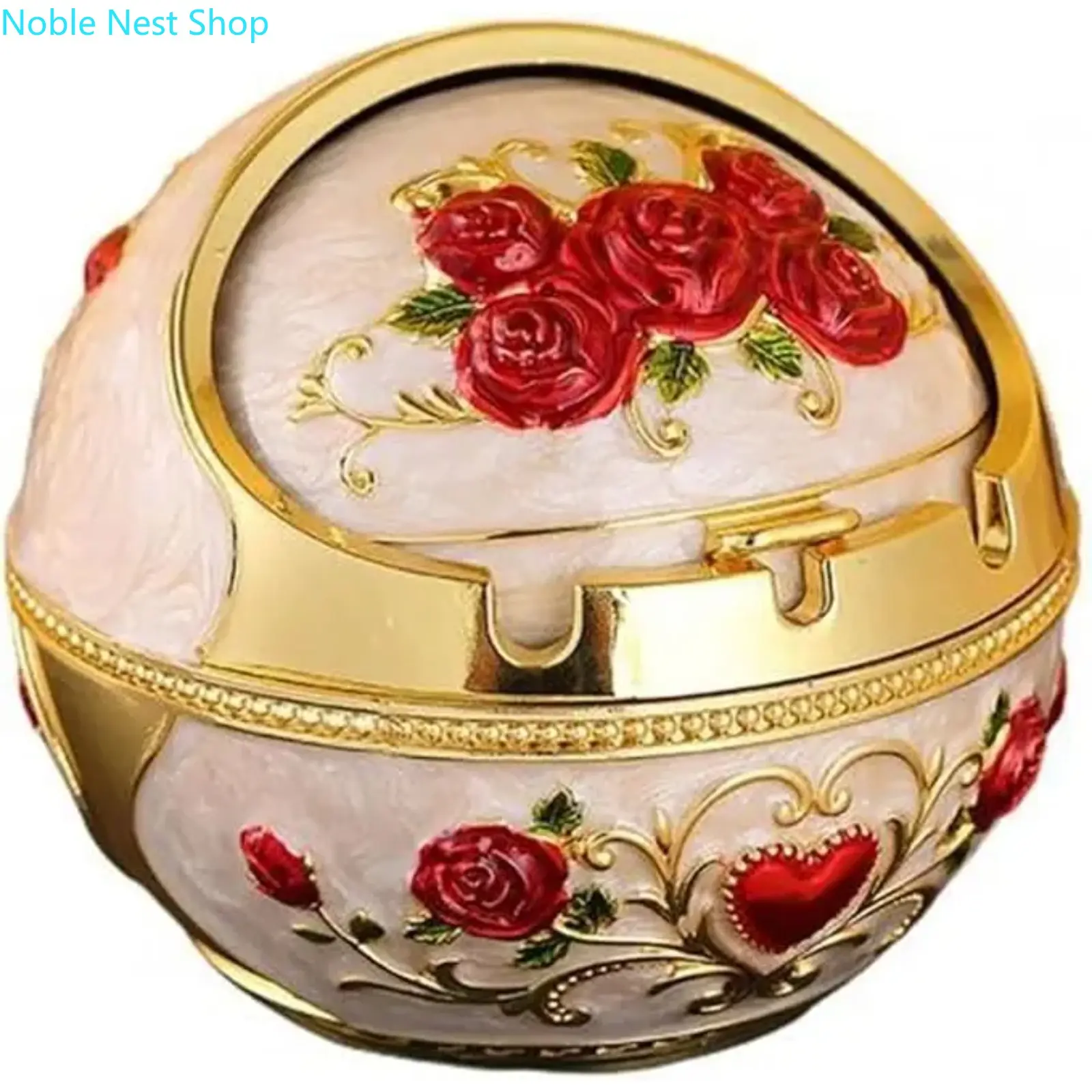 Zinc Alloy Metal Peacock Ashtray with Lid, Large Lightweight Decorative Ornament Desktop Gift for Home Office Household Use