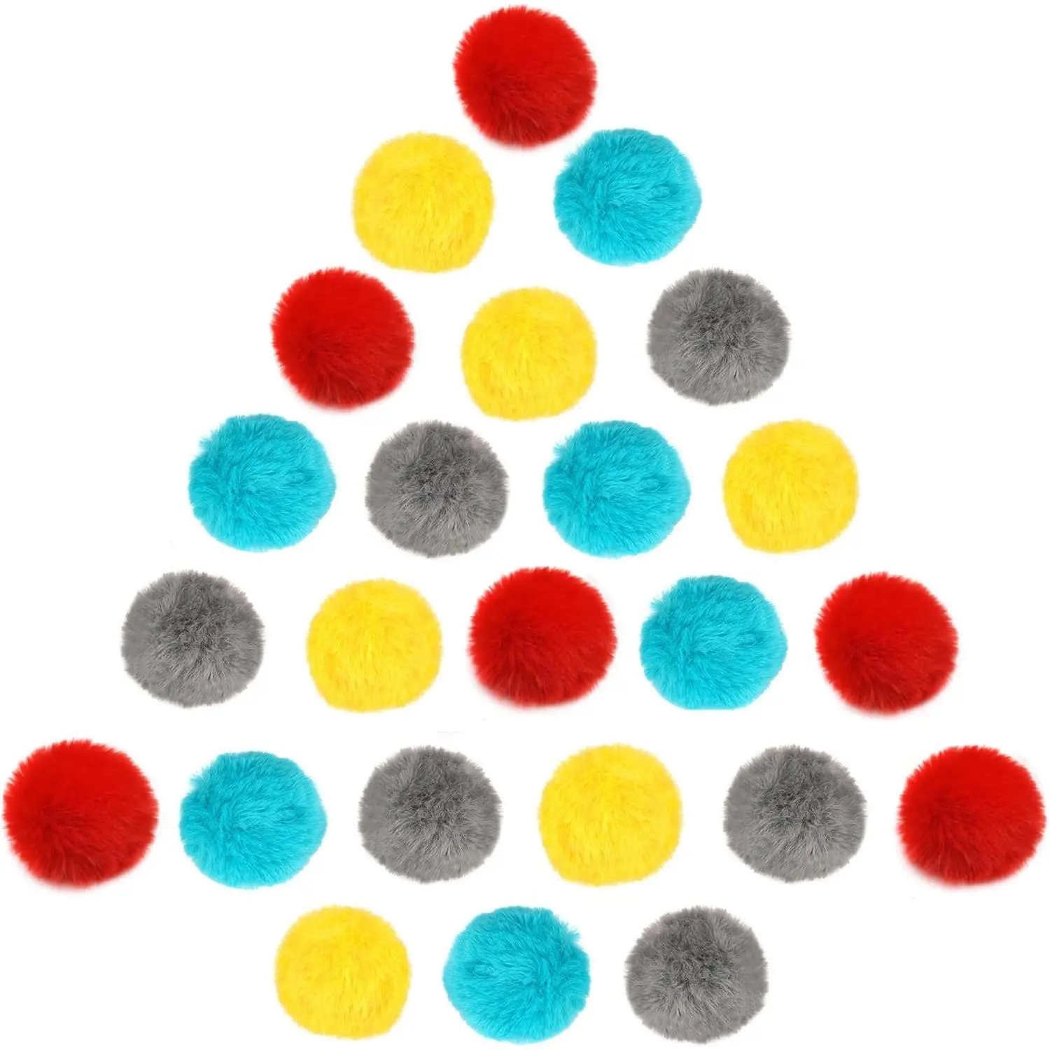 Pom Pom Balls, 24 Multi-Colored Soft Enrichment Pom Poms, 2” Fuzzy Flash Balls for Indoor Kitten,  Soft Artificial  Orbs for Feline's  and Brain Workout