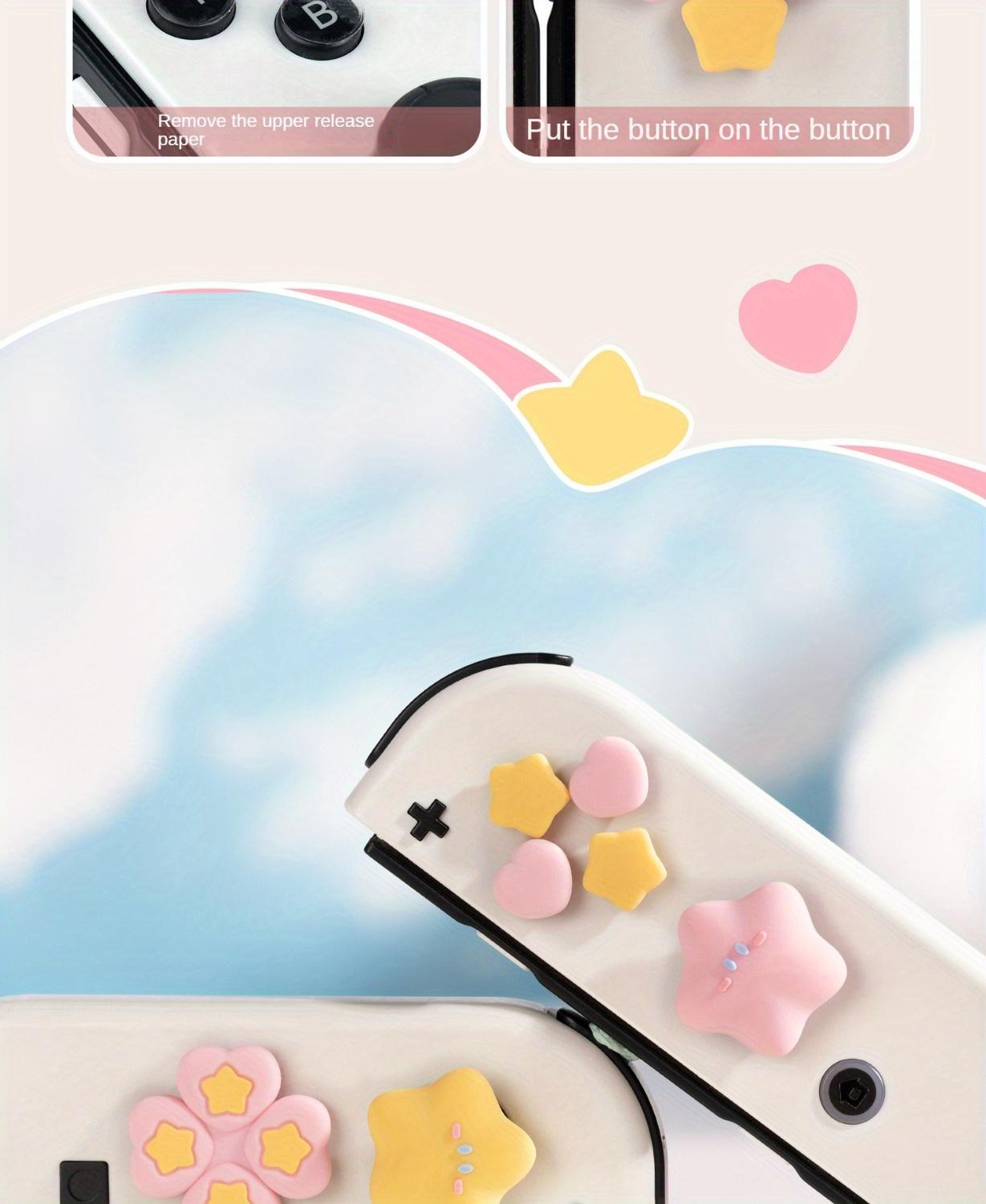 Silicone Thumb Grip Caps for Nintendo Switch/OLED - Non-Slip, Durable Joystick Covers with Cross Button Stickers - Perfect Gift Set