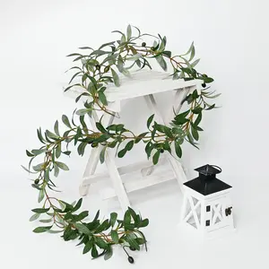European Style Artificial Olive Leaf Vine, Olive Garland for Home Decoration, Photo Plant Wall Backdrop Prop