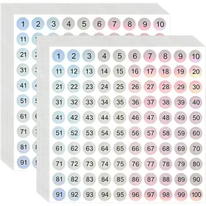 2000 count 0.4 Inch Consecutive Number Stickers,1-100 Round Labels Vinyl Self-Adhesive Numbered Stickers for Office Classroom Inventory Storage (Gradient Color, 0.4 Inch)