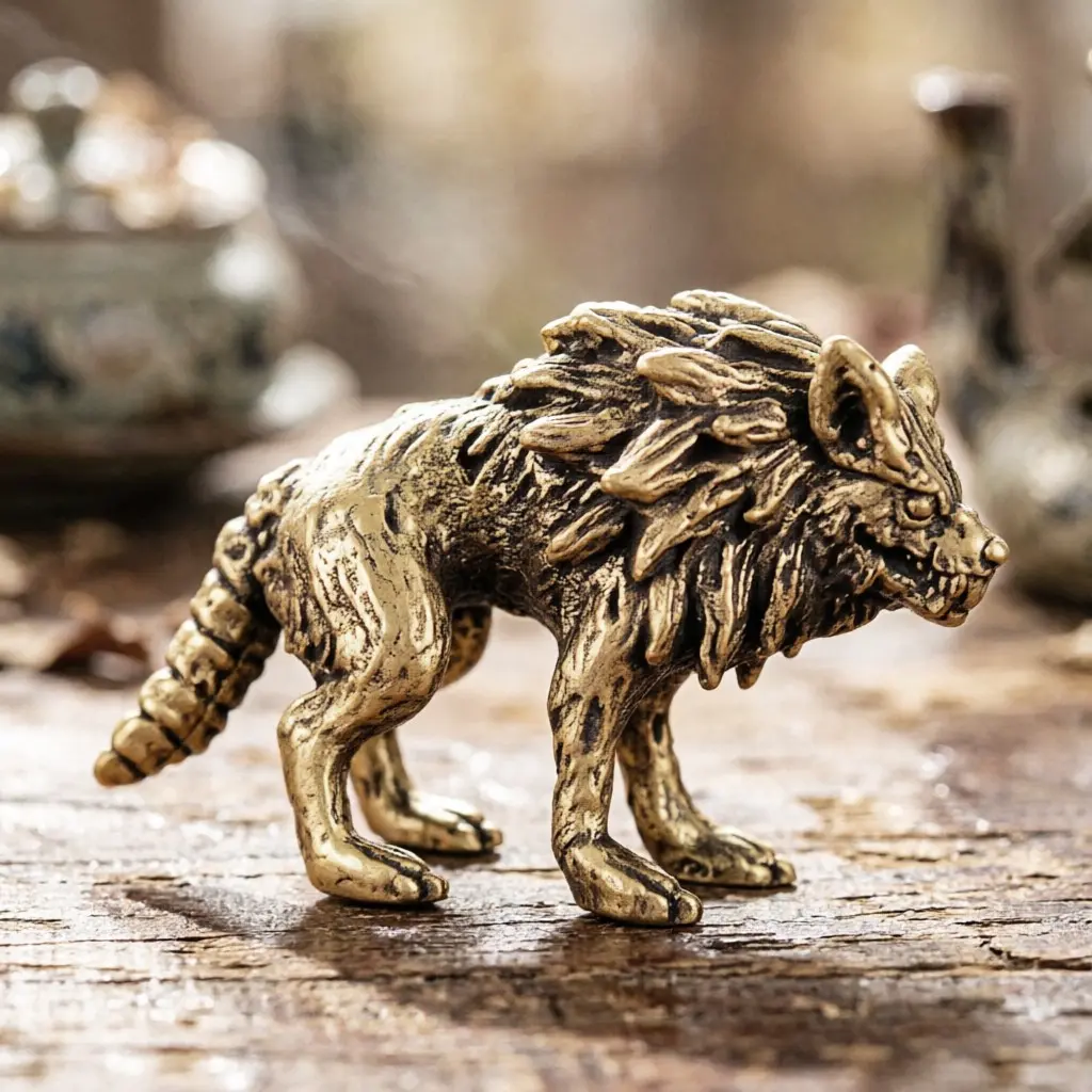 Handcrafted Antique Copper Wolf Statue, Realistic Sitting/standing Wolf Figurine, Home Office Shelf Decor, Unique Gift for Christmas Birthday