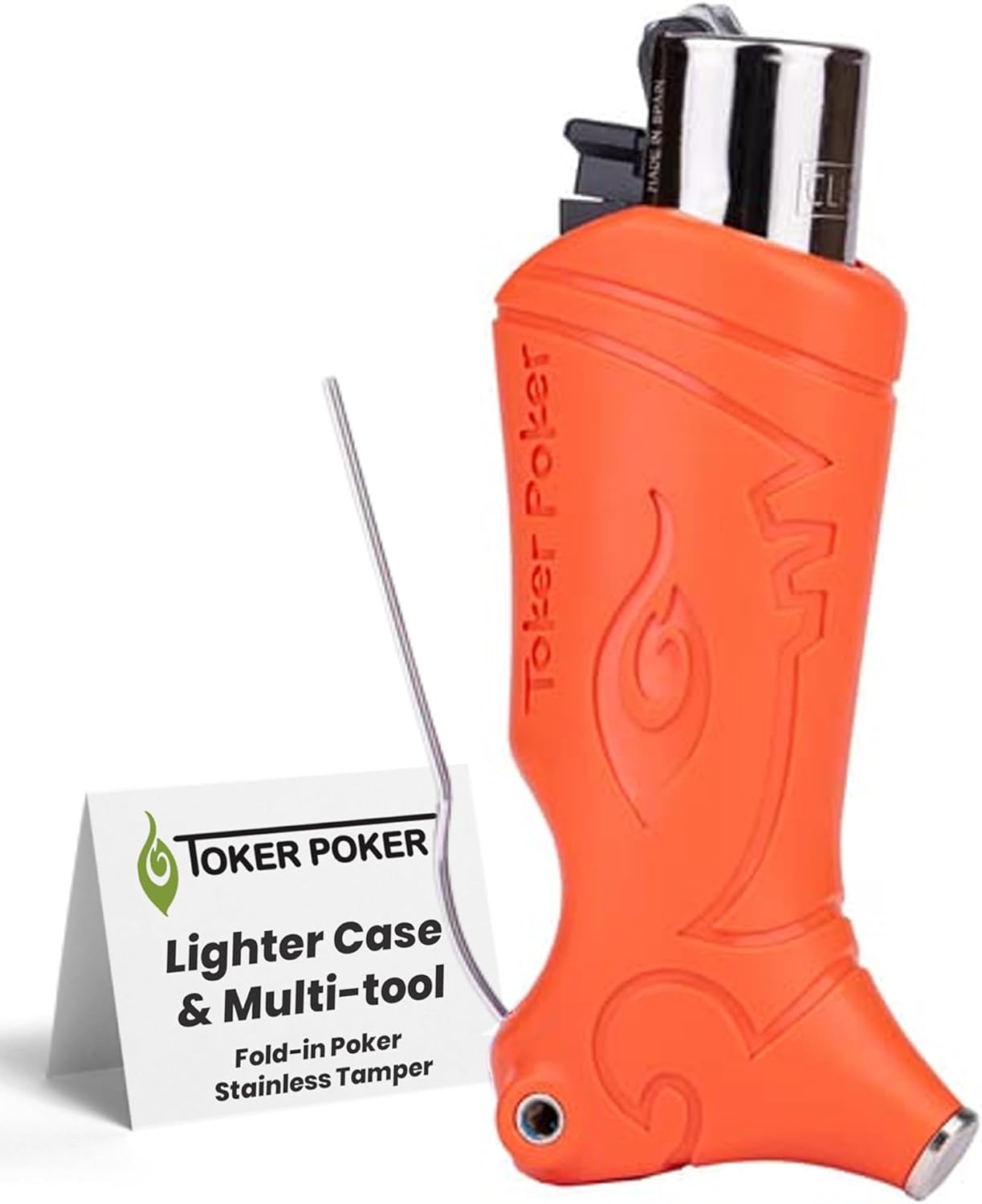 Toker Poker Clipper Lighter Case Orange All Inclusive Tool for Camping Hiking Outdoor Activities Portable Waterproof Lighter Holder Storage