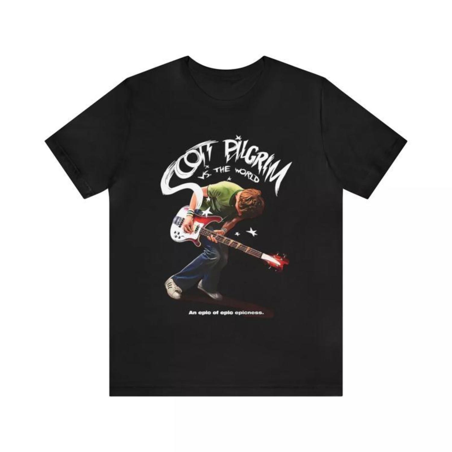 Scott Pilgrim vs.The World vintage graphic T-shirt, stylish heavy cotton, music-inspired men's T-shirt, is the perfect gift for fans