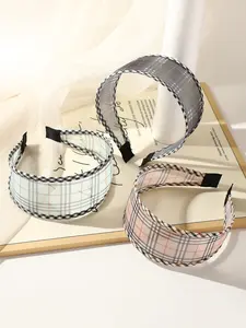 3pcs Classic Plaid Mesh Wide Headbands for Women, Soft and Versatile, Perfect for Daily Commute, Face Framing, Hair Styling Accessories