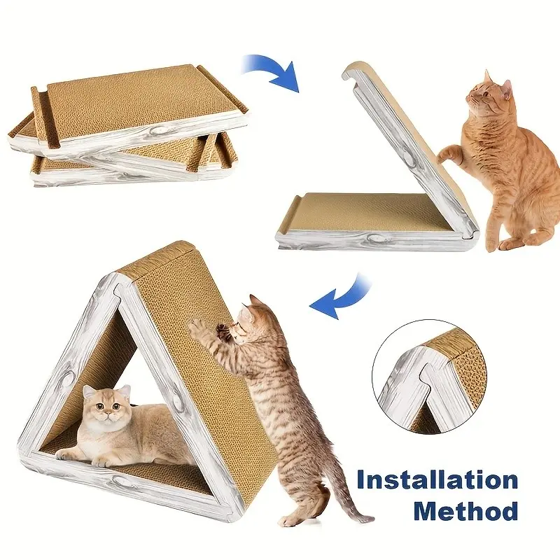 Durable Triangle Cat Dog Scratcher, Multi-Functional Training Climbing Rack, Easy Assembly, Indoor Outdoor Play, Pet Exercise Equipment