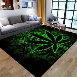 Black 1pc Velvet carpet , Non-Slip, Features Fluorescent Leaves on Black Background, Suitable for Halloween, Available in Sizes 78*55inch, 98*70inch, 118*78inch