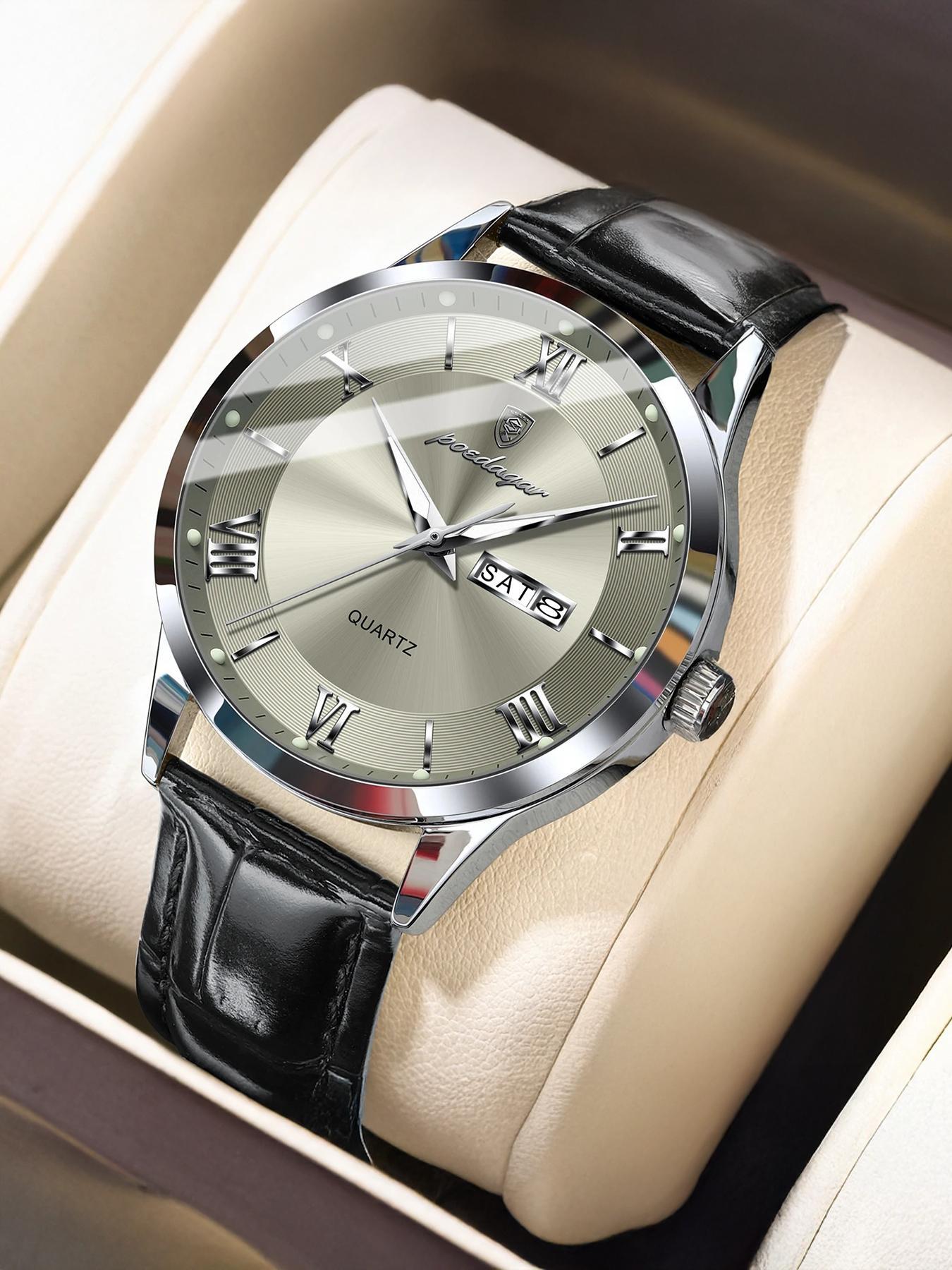 Men's Business Fashion Round Dial Analog Quartz Watch, Fashion Watch for Party, Daily Clothing Decor, Trendy All-match & Exquisite Watch for Birthday Gift with Box, Business Fashion Watches