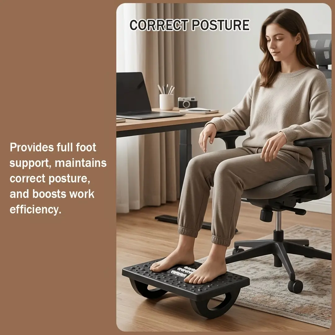 Portable Ergonomic Foot Rocker Massage Footrest for Home Office Gaming