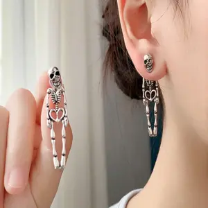 1Pair Halloween Skull Skeleton Stud Earrings – Bold Statement, Hypoallergenic & Fade-Resistant. Perfect Gift for Women, Mom & Friends. Limit 1.