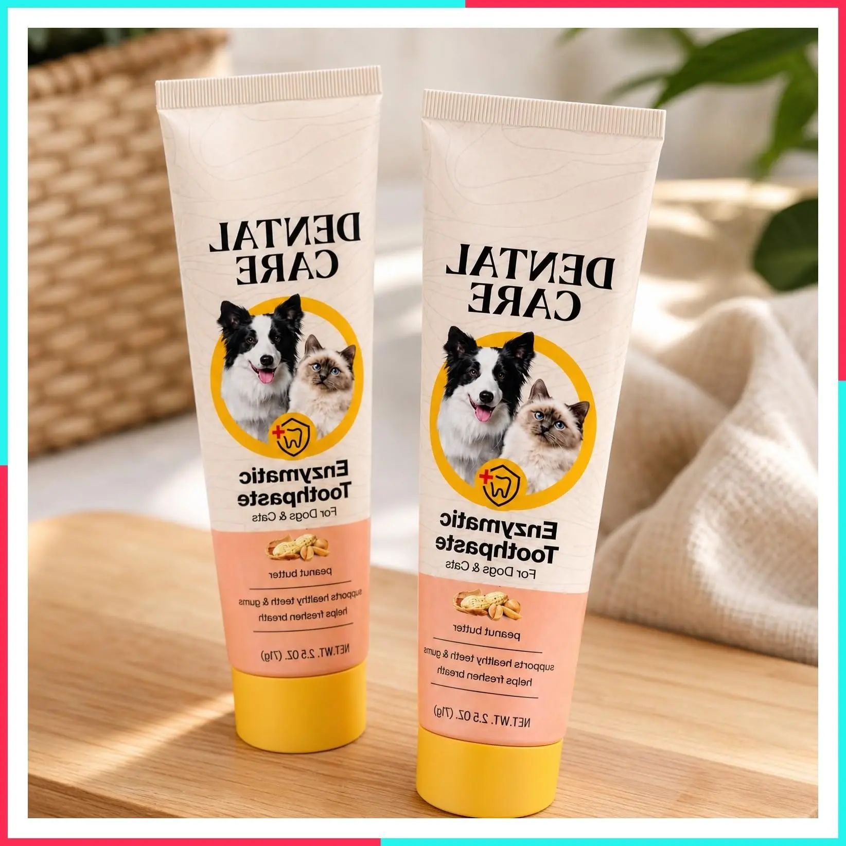 2 Pack Enzymatic Pet Toothpaste for Cats and Dogs Peanut Butter Flavor Vet Formula SafeGift