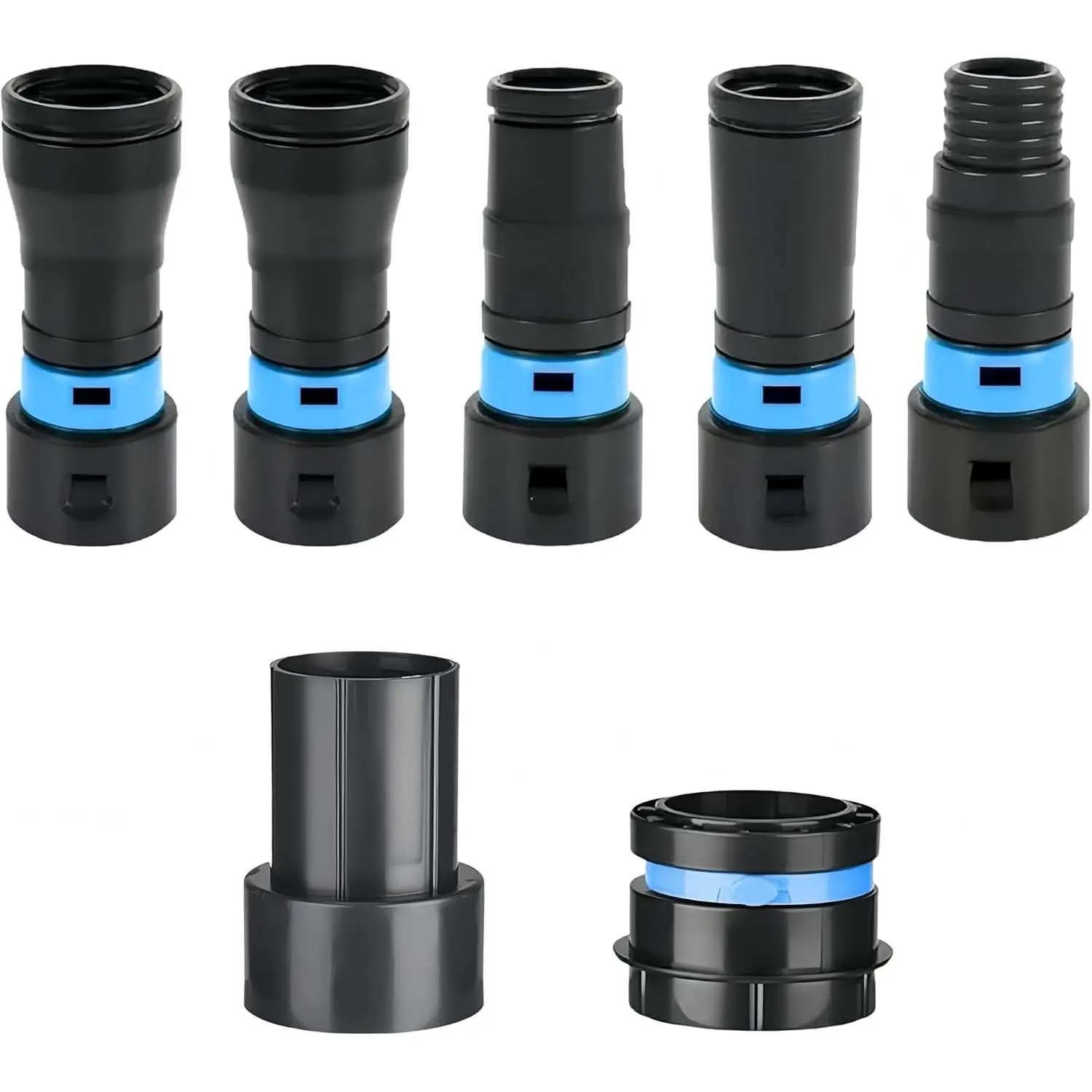 7-Piece Interchangeable Multi-Size Dust Collection Hose Adapter Set - Universal Fit for Home & Workshop Vacuum Hose Systems, Compatible with Most Woodworking Power Tools, Sanders for Woodworkers, Workshop Use