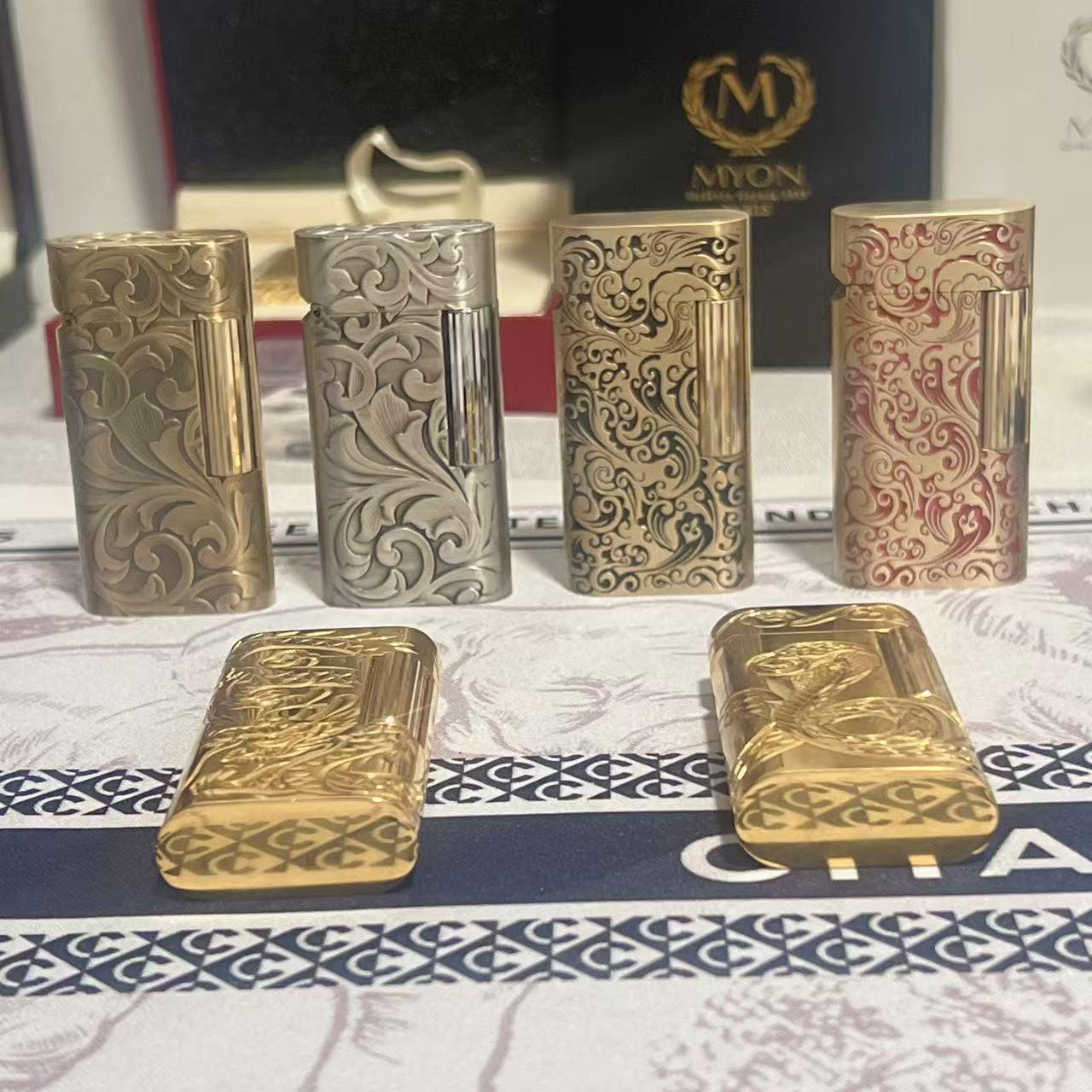 Luxury Gold Plated Vintage Lighter Full Copper Mini Size Unique Gift for Men Birthday Father Husband High End Fashion Collectible No Fuel Included
