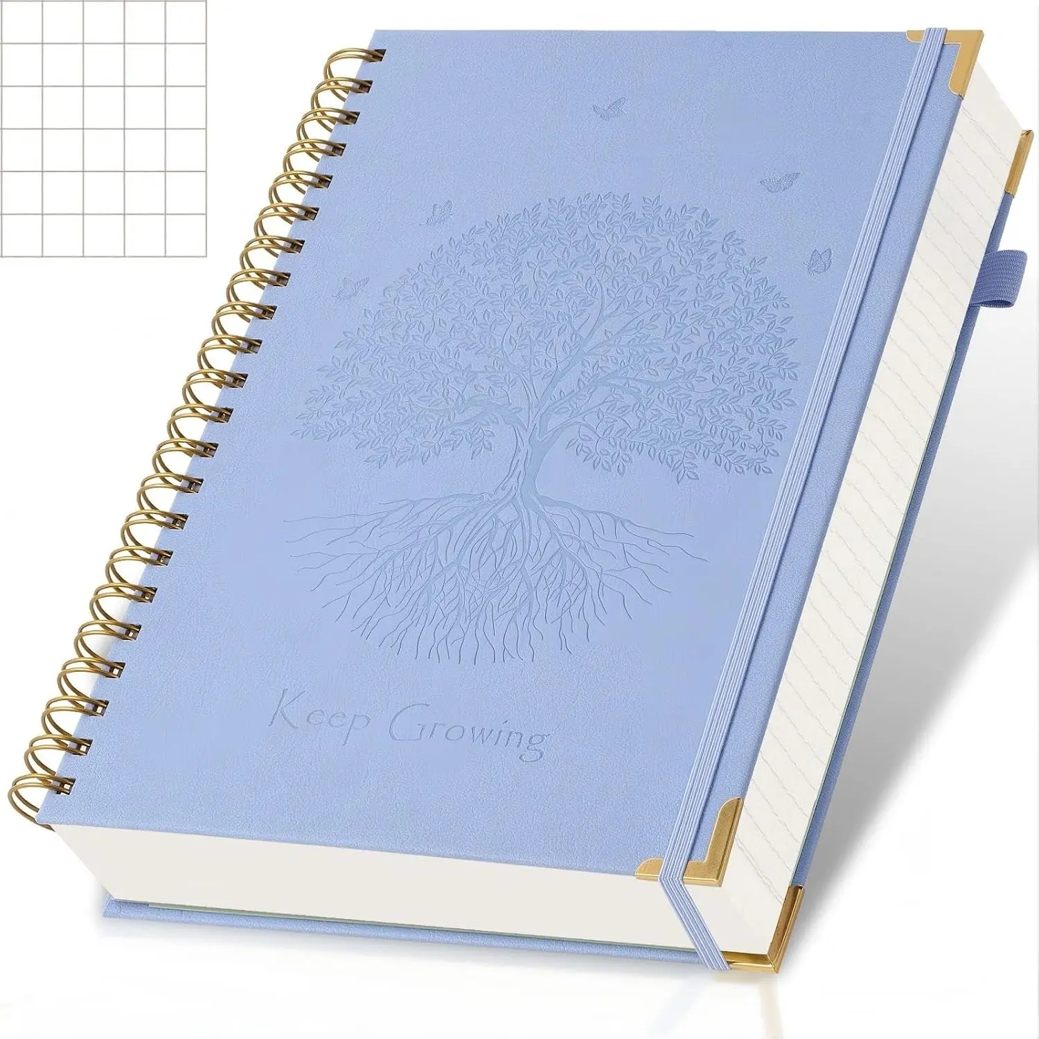 Graph Paper Notebook, 8.5” x 5.5” Graphing Notebook, 300 Pages, Large A5 Hardcover Grid Notebook Journal, Graph Paper Spiral Notebook with Thick Paper, Pockets for School and Office Supplies, Blue