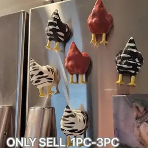 Cartoon Chicken Shaped Refrigerator Magnets Smooth Solid Mold Surface Powerful Hidden Magnetic Base Tiny Portable Frame For Household Kitchen Office Whiteboard Flat Metal Surface Cute Custom Animal Themed Decorative Accessory