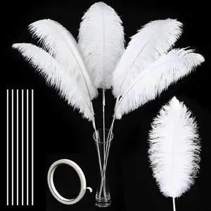 10Pcs 34 Inch Extra Large White Ostrich Feathers for Tall Vase Floral Arrangement Christmas Party Centerpieces Wedding Home Decoration