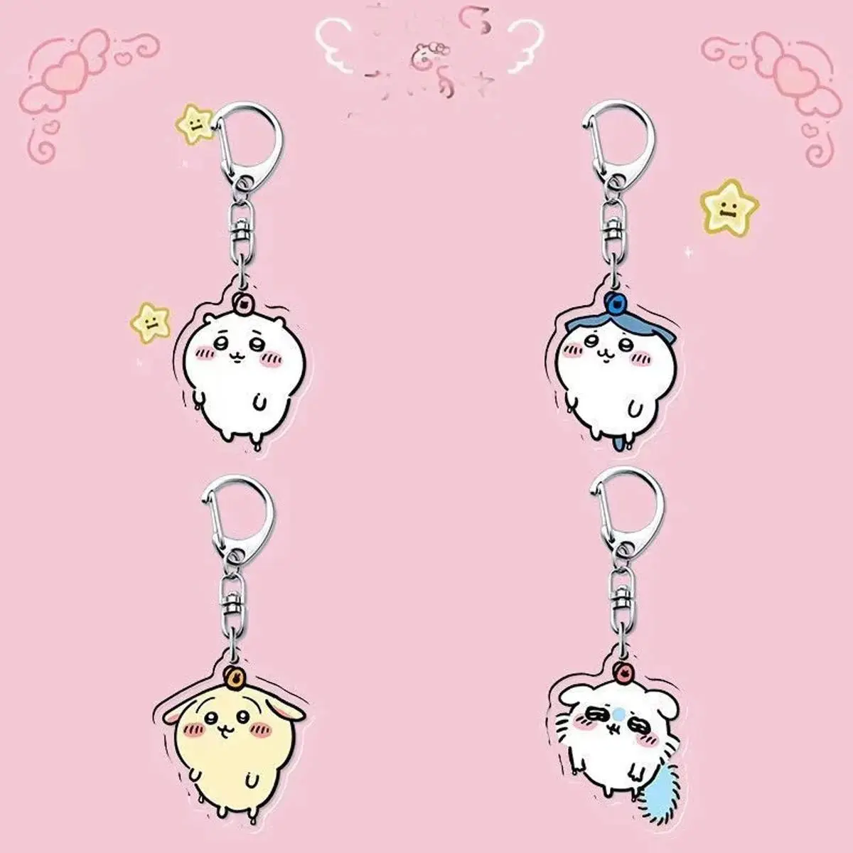 jiyi Acrylic Keychain - Magic Is Coming Series, c-mfykl-hachiware Usagi, Kawaii Cute Iron Ring DIY Self-Assembled Pendant, Kids Party Gift (Home & Festive Supplies)