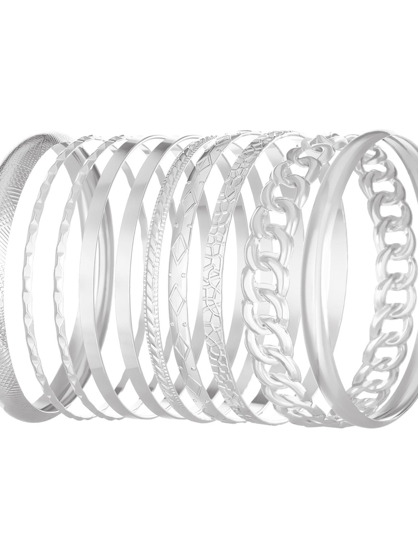 Women's Boho Style Hollow out Design Bangle Bracelets, 10pcs/set Vintage Trendy Matching Bracelets, Chic All-match Jewelry As Birthday Gift for Girlfriend