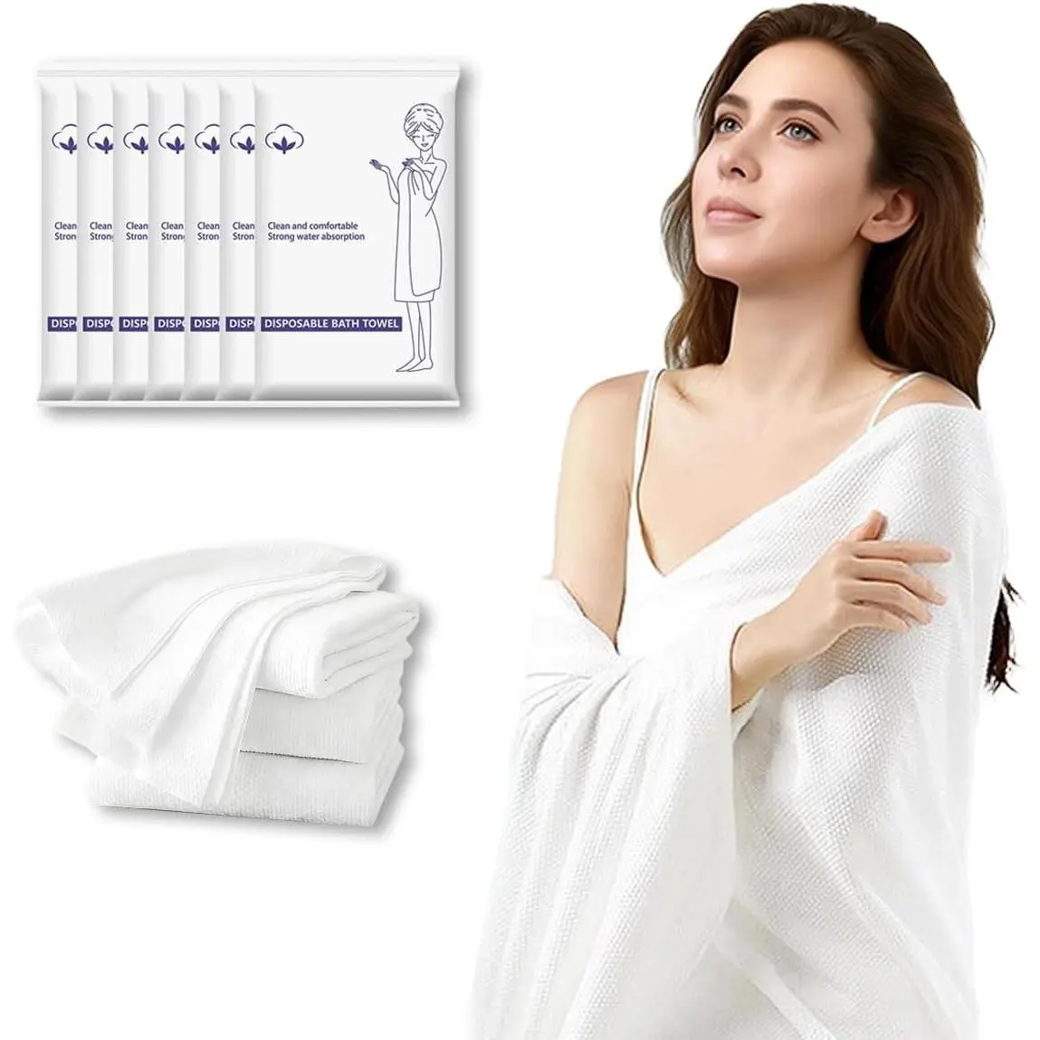 10 Pack Disposable Travel Bath Towels Sheets Extra Large 55"x27.5",Soft Disposable Dry Towel Washcloths Shower Towels for Body Travel Bathroom,Quick Dry Camping Towel Hair Swimming Gym Pet Towels