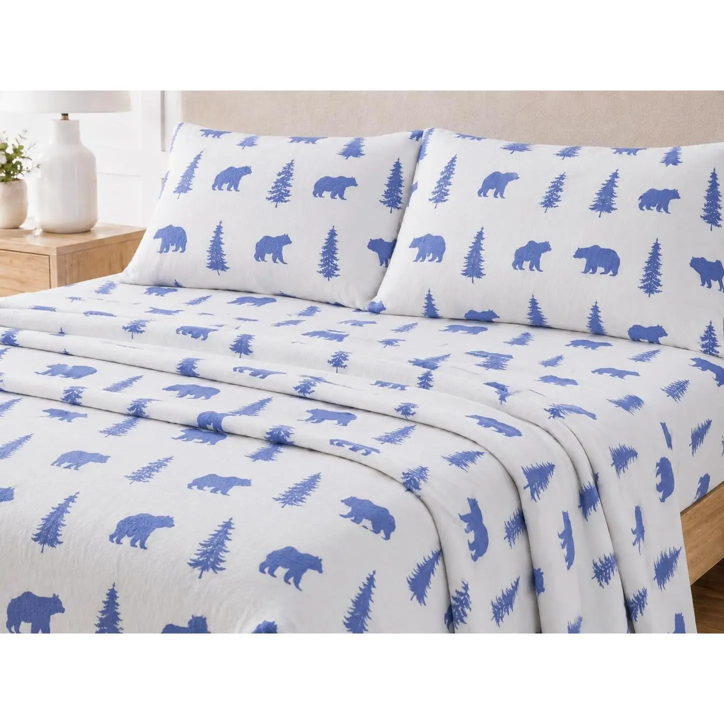 3-Piece Synthetic Fiber Flannel Sheets Set, Home Bedding, Ultra Soft Cozy Warm, 16" Deep Pocket
