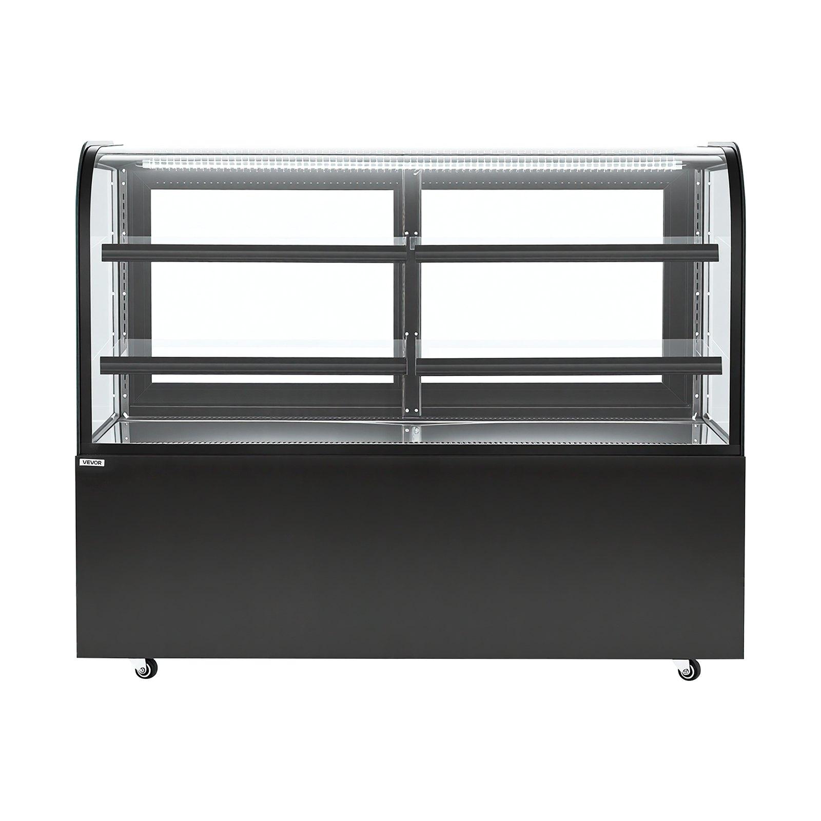 VEVOR Refrigerated Display Case, 17.6 Cu.Ft./550L Large Pastry Display Case, 2-Tier Commercial Cake Refrigerator with LED Lighting, TURBO Cooling, Frost-Free Air-Cooling, for Bakery, Dessert Shop