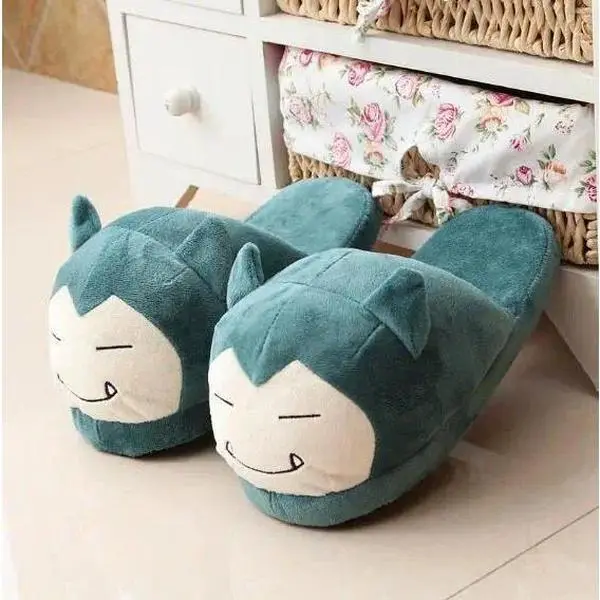 Pokemon Slippers Snorlax Shoes Adult Women Men Cotton Slippers Indoor Comfortable Non-slip Slippers Winter Home Shoes