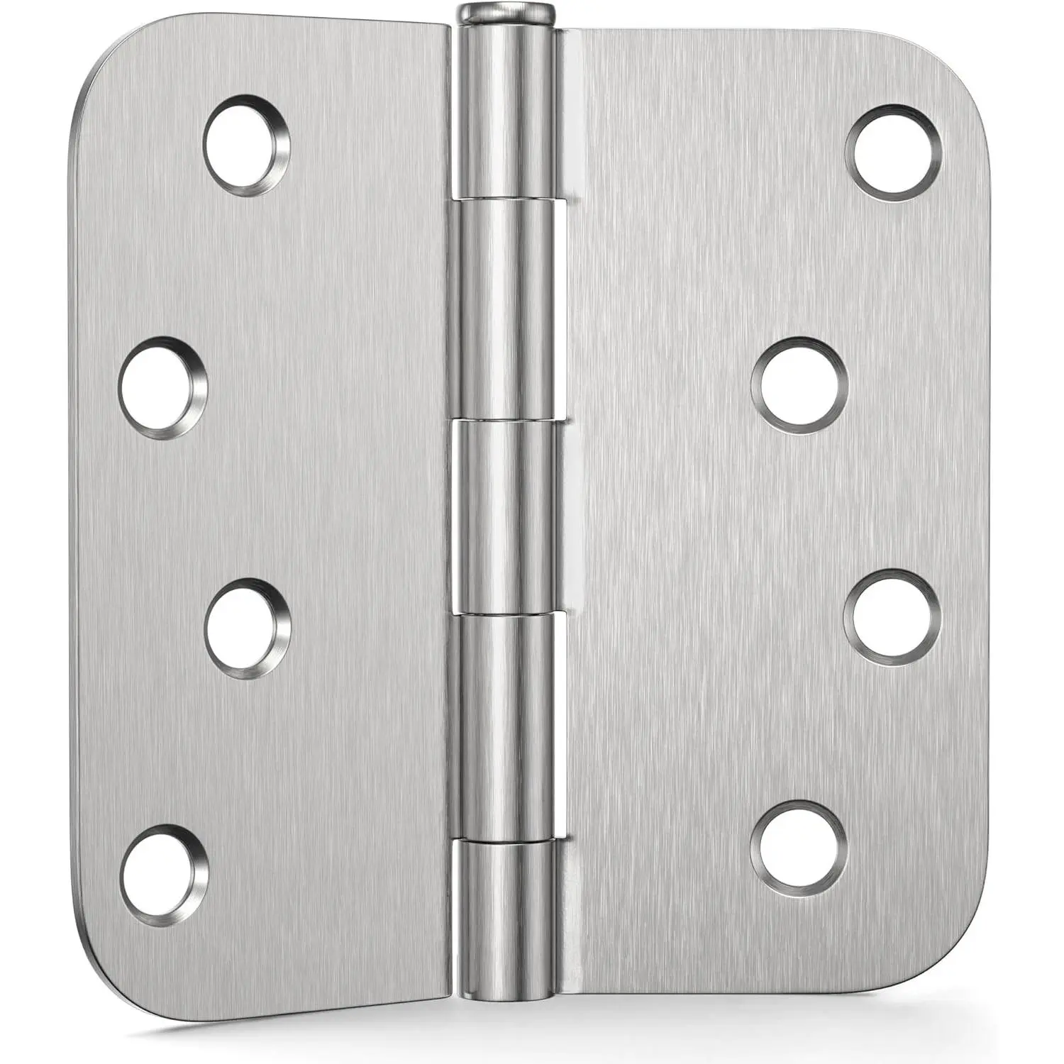 3 Pack 4 Inch Door Hinges, Brushed Nickel, 5/8" Radius & Square Corners, Removable Pin, Anti-Rust No Squeak Heavy Duty Exterior Hinges for Front & Back Door