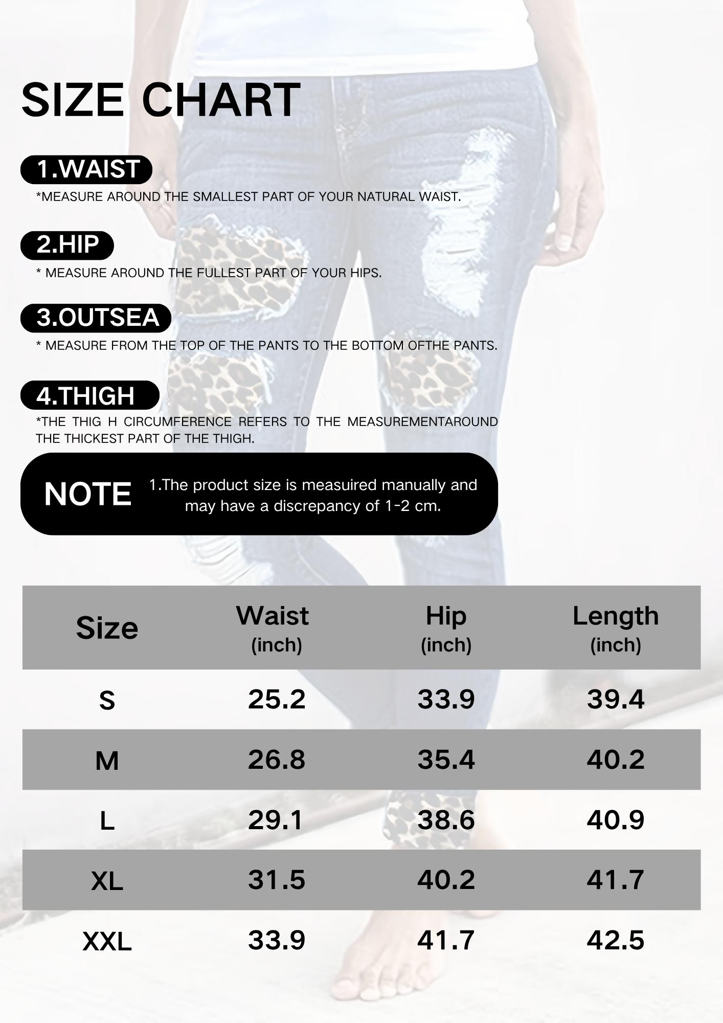 MHZ washed blue leopard print patchwork skinny jeans with multiple holes, buttons, built-in zipper closure, high waist, slim fit, casual and durable, street style, suitable for all seasons, women's plus size jeans