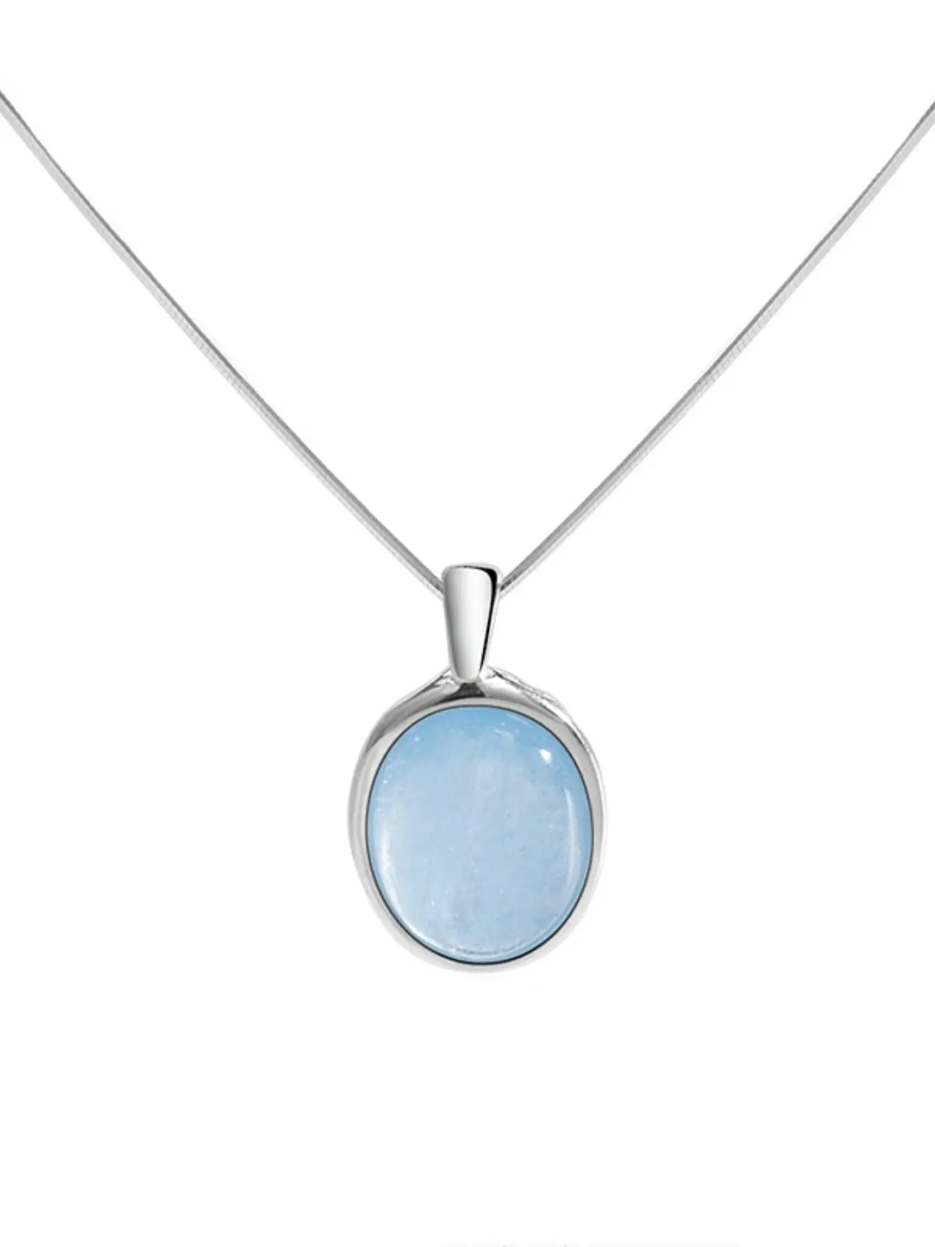 Fashion S925 Sterling Silver Moonstone Sapphire Necklace Snake Bone Chain, Unique Design Jewelry Gift for Women, Elegant Ladies' Accessory