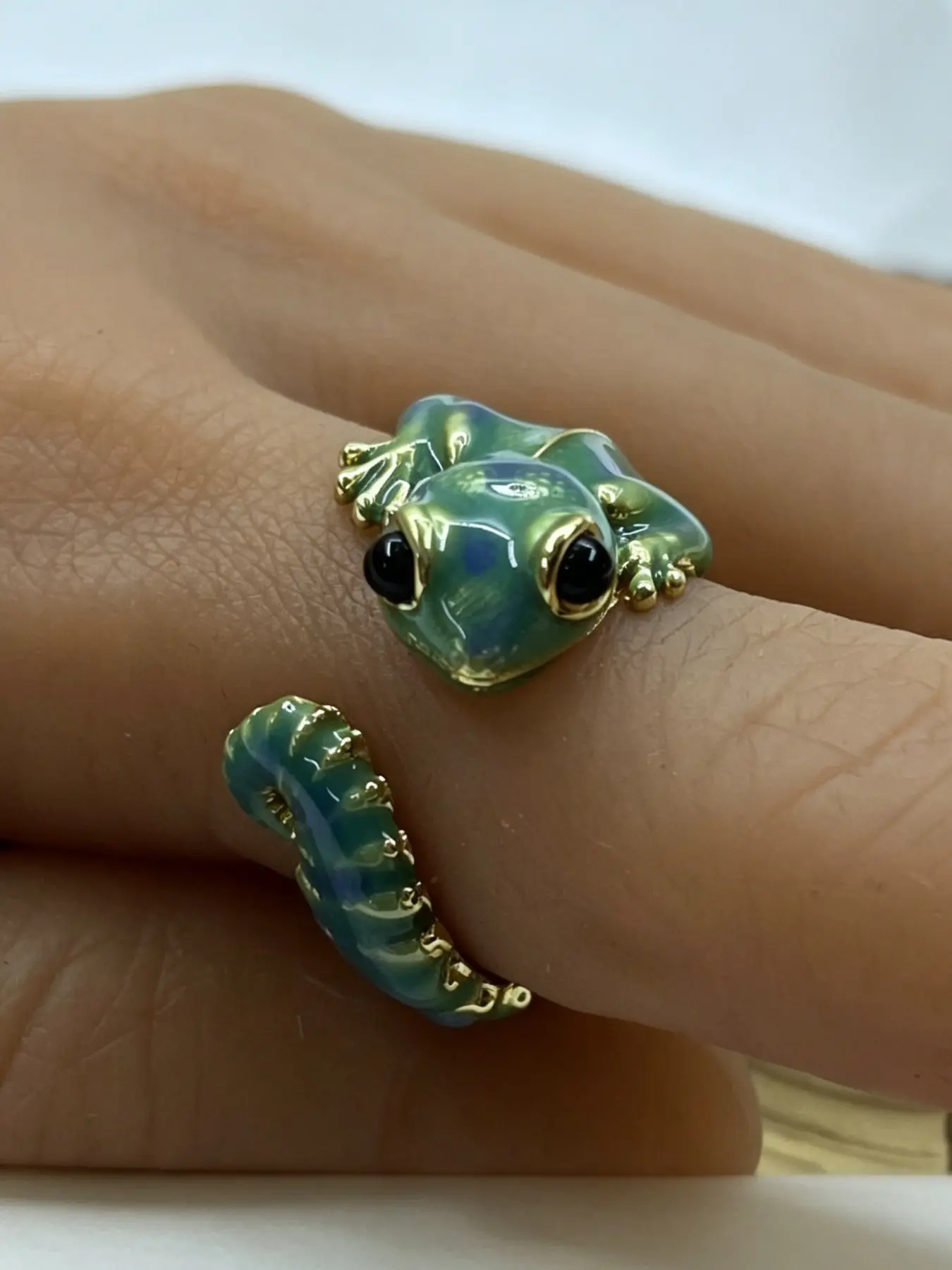 A Retro Three-Dimensional Lizard Gecko Cute Animal Opening Ring Hip-Hop Punk Style Adjustable Trendy Rings Size Can Be Adjusted Suitable for Daily Wear Party Gift, Christmas Gift